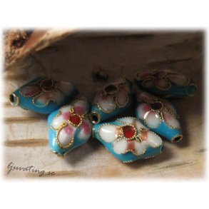 Cloisonne turkos romb ca 15x9 mm
