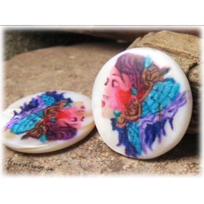 Snckskalsprla vit coin ngel med vingar ca 30 mm