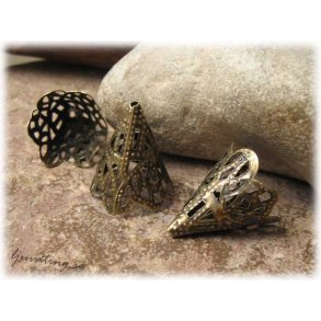 Filigran kpa/hatt/kon antik bronsfrgad ca20x17mm