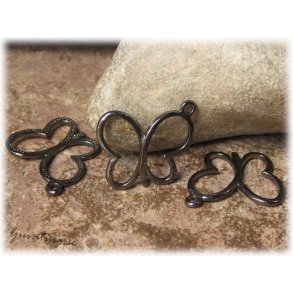 Berlock svart fjril i metall 4-pack ca 17x19 mm