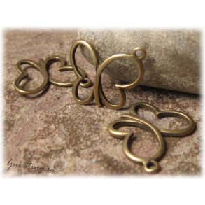 Berlock antik bronsfrgad fjril 4-pack ca 17x19 mm