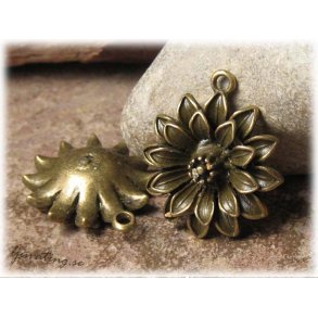 Hnge blomma i bronsfrgad metall ca 27x24 mm