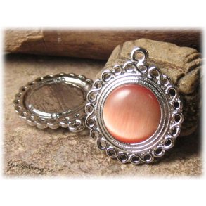 Runt hnge med orange cats eye prla ca 33x29 mm