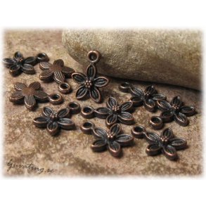 Berlock blommor antik kopparfrg 10-pack ca13x10mm
