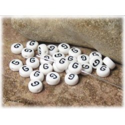 Bokstavsprla G i acryl  20-pack ca 7 mm