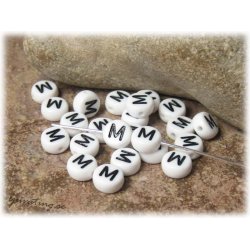 Bokstavsprla M i acryl  20-pack ca 7 mm