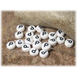 Bokstavsprla P i acryl  20-pack ca 7 mm