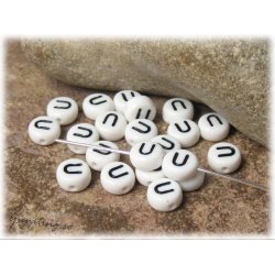 Bokstavsprla U i acryl  20-pack ca 7 mm