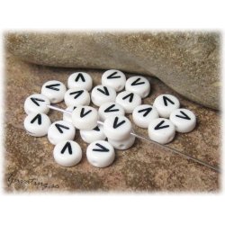 Bokstavsprla V i acryl  20-pack ca 7 mm