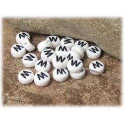 Bokstavsp&auml;rla W i acryl  20-pack ca 7 mm