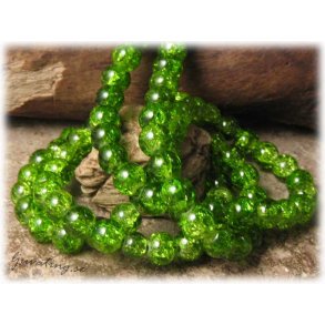 Krackelerad grn rund glasprla 20-pack ca 8 mm