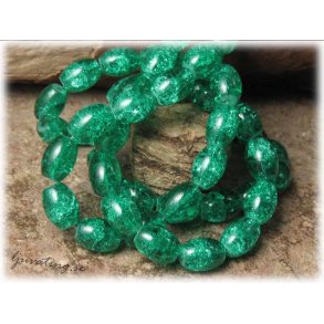 Krackelerad petrol oval glasprla 20-pack ca11x8mm