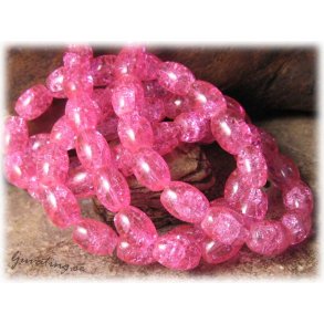 Krackelerad rosa oval glasprla 20-pack ca 11x8 mm