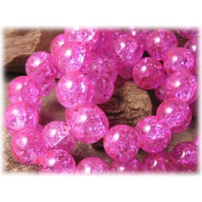 Krackelerad cerise rund glasprla 10-pack ca 12 mm