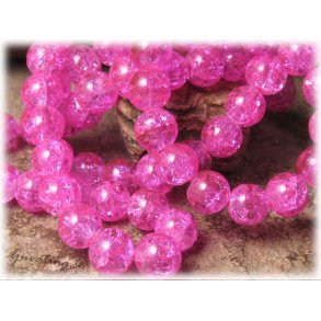 Krackelerad cerise rund glasprla 20-pack ca 8 mm