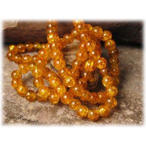 Krackelerad lejongul glasprla 30-pack ca 6 mm