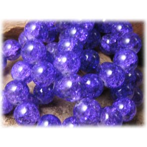 Krackelerad lila rund glasprla 10-pack ca 12 mm