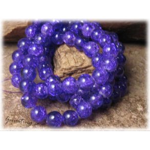 Krackelerad lila rund glasprla 20-pack ca 8 mm