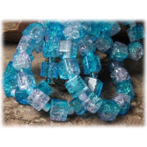 Krackelerad mrk turkos / rosa kub 6-pack ca 8 mm
