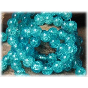Krackelerad turkos rund glasprla 20-pack ca 8 mm