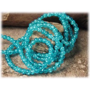 Krackelerad turkos glasprla 40-pack ca 4 mm