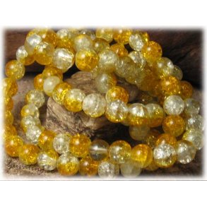 Krackelerad gul/clear glasprla 20-pack ca 8 mm