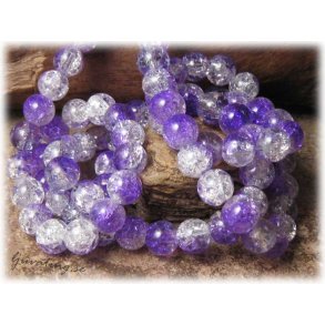 Krackelerad lila/clear glasprla 20-pack ca 8mm