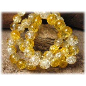 1 strng krackelerad ljusgul/clear glasprla ca 8mm