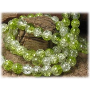 Krackelerad grn/clear glasprla 20-pack ca 8mm