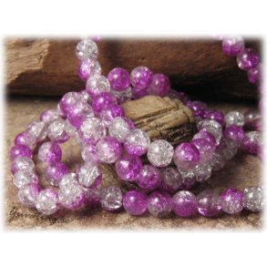 1 strng krackelerad ceriselila/clear glasprla ca 8 mm