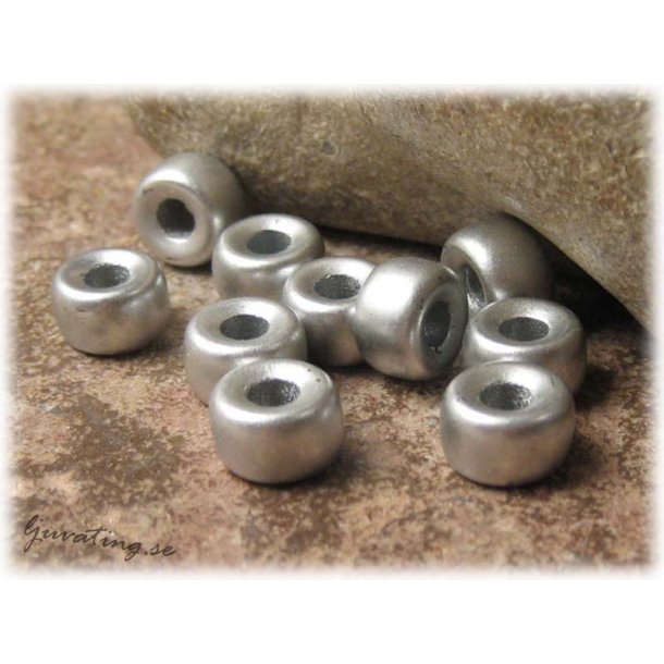 Pony bead 10-pack matt silver ca 9x6 mm