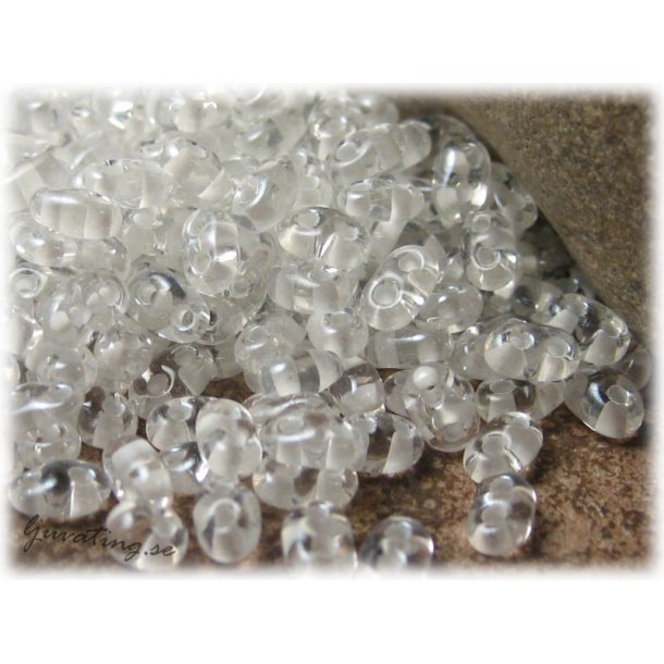Twin beads crystal vit colorlined ca 2,5x5 mm