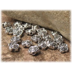 Mellandelar blommor antiksilver 40-pack ca 6 mm