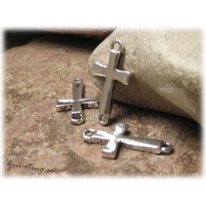 Kors i tibetsilver connector med 2 glor 26x14 mm
