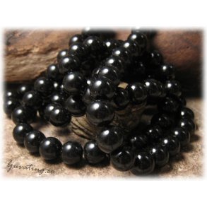 1 strng vaxad matt svart rund glasprla ca 10 mm
