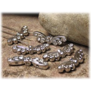 Vinge med snirklar och clear strass ca 22x7 mm