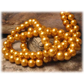 1 strng vaxad rund senapsgul glasprla ca 8 mm