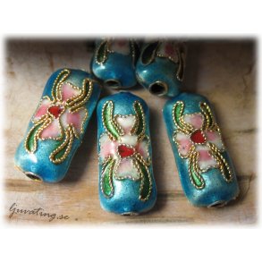 Storpack metallic bl Cloisonne rektangel 20-pack ca17x8mm