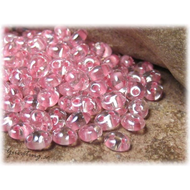 Twin beads crystal rosa colorlined ca 2,5x5 mm