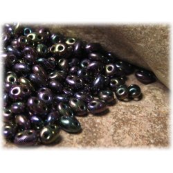 Twin beads jet iris mrk lila ca 2,5x5 mm