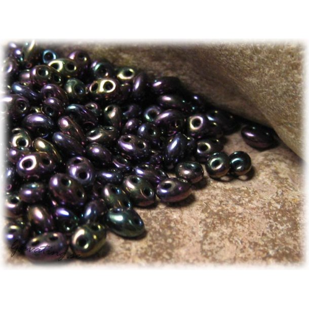 Twin beads jet iris mrk lila ca 2,5x5 mm