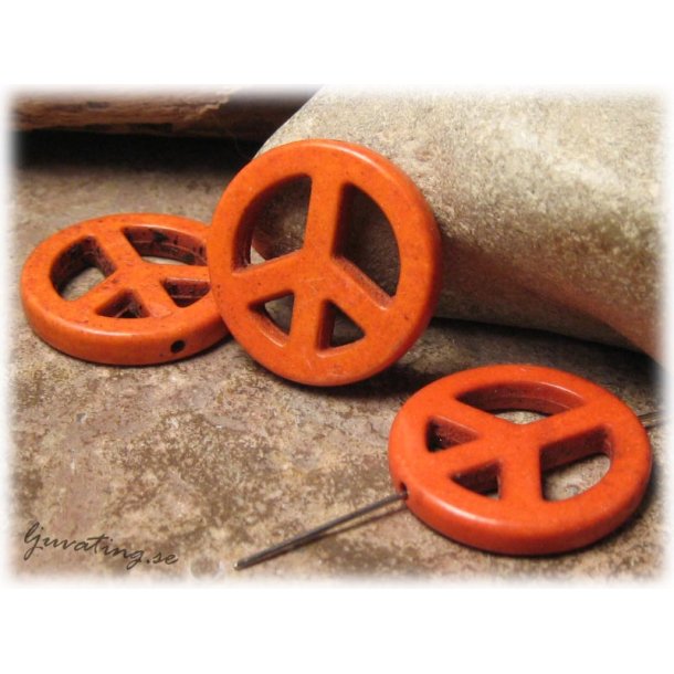 Peacemrke i orange Howlite 25 mm