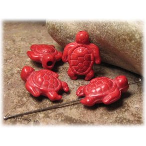 Skldpadda i rd howlite ca 18x15 mm