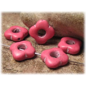Blomma i cerise howlite 1 styck ca 15 mm