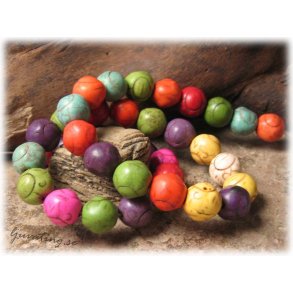 Runda i howlite 1 strng mixade frger ca 11 mm