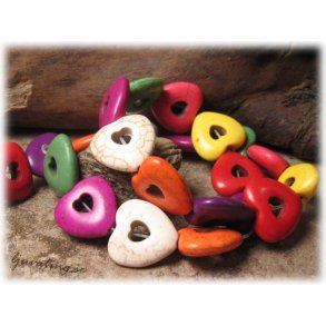 Hjrta i Howlite mixade frger 1 strng ca 20x20mm