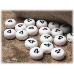 Prlor siffran 4 i acryl  20-pack ca 7 mm