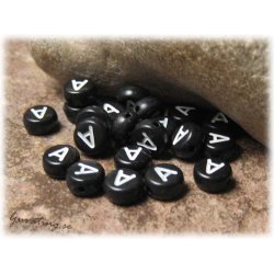 Bokstavsprla A i acryl svart 20-pack ca 7 mm