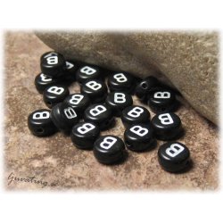 Bokstavsprla B i acryl svart 20-pack ca 7 mm