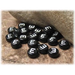 Bokstavsprla E i acryl svart 20-pack ca 7 mm